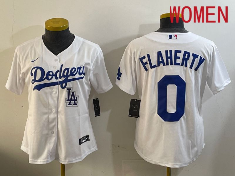 Women Los Angeles Dodgers #0 Flaherty White Game 2024 Nike MLB Jersey style 12114